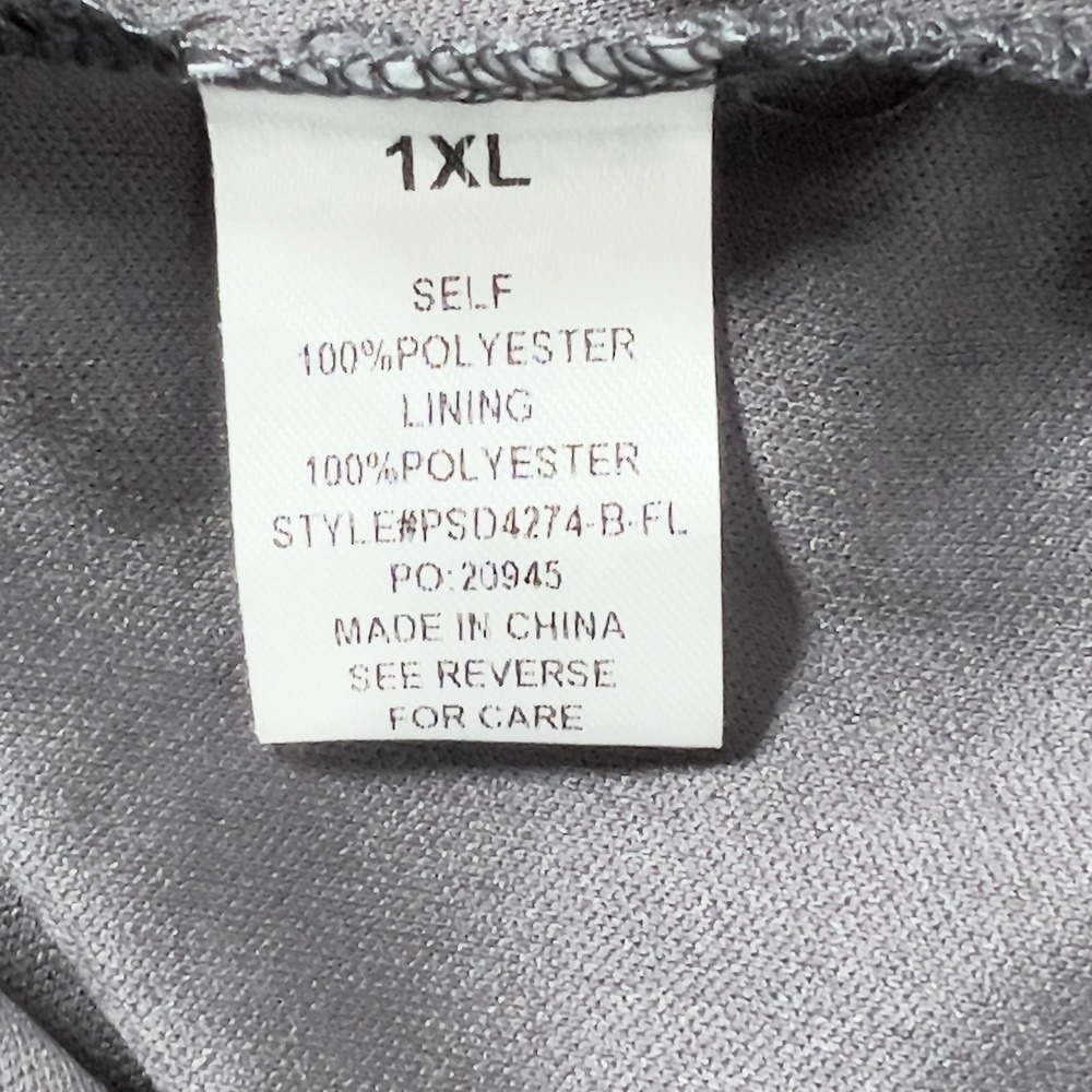 Baltic Born Embroidered Maxi Dress Sz 1XL Gray Puff Sleeve Square Neck Smocked - Picture 12 of 15